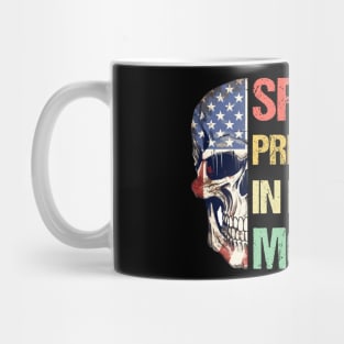 Vintage Retro Spit Preworkout In My Mouth with American Flag Themed Half Skull Mug